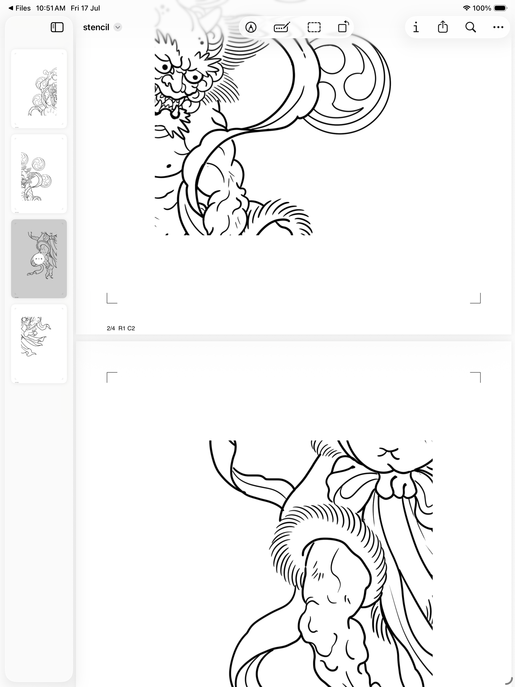 An exported Mola PDF page with crop marks, ready to print at exact size